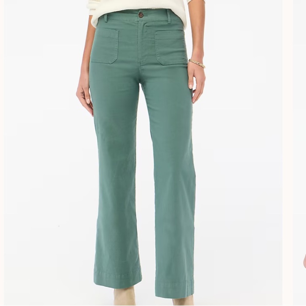 J Crew Lizzie High-Rise Patch-Pocket Wide-Leg Pant